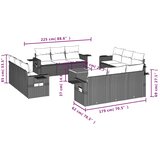  13-dijelni set vrtnih sofa s jastucima poliratan crni | shoptok.hr