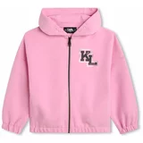 Karl Lagerfeld Otroški pulover roza barva, s kapuco