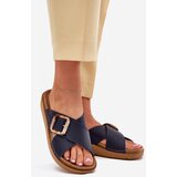 Inblu Women's Leather Slippers With Buckle Dark Blue | shoptok.hr