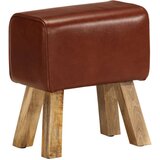vidaXL Telovadna klop 38 cm rjava pravo usnje in trden mangov les | Shoptok.si