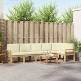  Set vanjskih sofa s jastukom 7 pcs Bijela i krem Poliester | Eponuda.com