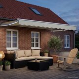 Ručna zlačivna tenda s LED diodama Krema i bijela 3 x 2 m | shoptok.hr