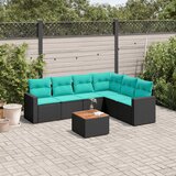 7-dijelni set vrtnih sofa od poliratana s jastucima crni Crna 65.5 x 62 x 69 cm | shoptok.hr