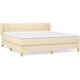 vidaXL Box spring postelja z vzmetnico krem 180x200 cm blago, (20894556) Cene