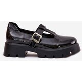 Boto Lacquered Women's Loafers With Buckle On Platform And Flat Heel Black Venda | Shoptok.si