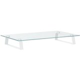  Stalak za monitor bijeli 60 x 35 x 8 cm kaljeno staklo i metal | shoptok.hr