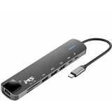 USB HUB C300, HDMI1.4+3.0+2.0+PD+TYPE C 2.0+SD/TF+RJ45 100 M, MS
