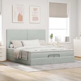  Okvir kreveta s madracima svijetlosivi 200x200cm baršunasti | shoptok.hr