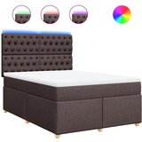 vidaXL Box spring postelja z vzmetnico temno rjava 160x200 cm blago, (21304551) | Shoptok.si