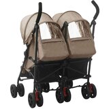  Dječja kolica za blizance sivo-smeđa čelična | shoptok.hr