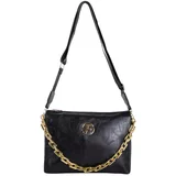 Fashion Hunters Black women's shoulder bag with a chain