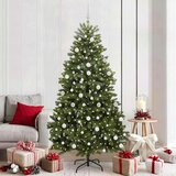 vidaXL Umjetno božićno drvce S LED lampica Zelena 210 cm PVC i metal | shoptok.hr
