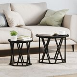 vidaXL Stranske Mize 2 kosa Črne Opečne Lesene, (22056346) | Shoptok.si