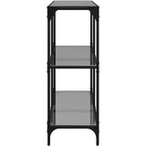  Konzolni stol s crnom staklenom površinom 98x30x81 cm čelični | shoptok.hr