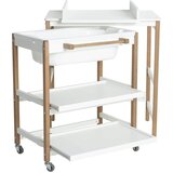 Qu-ax previjalna miza z banjico smart white naturel Cene