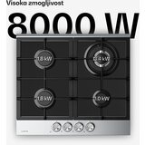 Klarstein Verosteel plinsko kuhalo, 4 plamena, električno paljenje, kompatibilno s prirodnim plinom i LPG-jem, 8000 W, 60cm | shoptok.hr