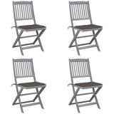 Maison Chic Zložljivi Vrtni Stoli - Stol za vrti 4 kosi z blazinami trden akacijev les JS2935, (21876100) | Shoptok.si