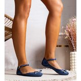 Gemre Navy blue women's rubber ballet flats with a bow and strap | shoptok.hr
