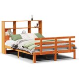 vidaXL Knjižna postelja brez vzmetnice vošč. rjava 150x200 cm borovina | Shoptok.si