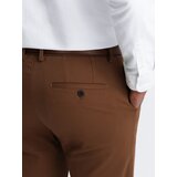 Ombre Men's classic cut chino pants with soft texture - caramel | Shoptok.si