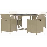  5-dijelni vrtni blagovaonski set od poliratana s jastucima bež 109 cm table length | shoptok.hr