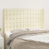 vidaXL Vzglavje z ušesi krem 147x16x118/128 cm umetno usnje | Shoptok.si