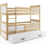 Rico drveni dječji krevet na kat s tri kreveta - bukva - bijeli - 200*90cm | shoptok.hr
