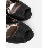 SEASTAR Black glitter pumps with open toes | Shoptok.si