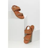 Answear Lab Kožne sandale za žene, boja: smeđa