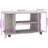 TV ormarić s kotačima boja betona 80x40x45 cm konstruirano drvo | shoptok.hr