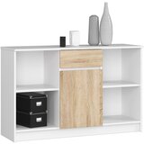 AKORD KOMODA B-17 120 cm 1 Predal 1 Vrata BELO / SONOMA, (21702919) Cene