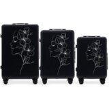 WINGS komplet 3 kofera ABS+, crni „Cvijet” | shoptok.hr