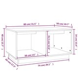 Stolić za kavu crni 80x50x40 cm od masivne borovine | shoptok.hr