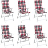  Jastuci za stolice 6 kom crveni karirani 120x50x3 cm od tkanine | Eponuda.ba