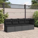  Vrtna sofa s jastucima za 4 osobe, crna, poliratan | shoptok.hr