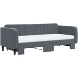 vidaXL Izvlečna dnevna postelja z vzmetnico tem. siva 90x200 cm žamet | Shoptok.si