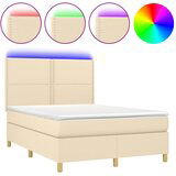 Maison Chic Box spring postelja - Vzmetna postelja z vzmetnico LED krem 140x200 cm blago SL16287, (21894253) | Shoptok.si