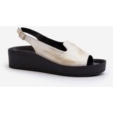 Zazoo Women's Leather Sandals on Thick Sole Gold Distressed 2893 | Shoptok.si