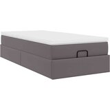 vidaXL Otomanski posteljni okvir z vzmetnico siv 90x190 cm um. usnje | Shoptok.si
