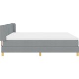 vidaXL Postelja z vzmetnicami, svetlo siva, 200x200 cm, tkanina, Vzglavje z diamantskimi blokicami, svetlo sivo, 200 cm, tkanina | Shoptok.si