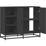 vidaXL Komoda črna 92x35x76 cm inženirski les | Shoptok.si
