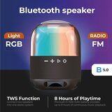  Aku. 1500mAh LED RGB prenosni bluetooth 5.0 zvočnik USB FM radio črn Slike