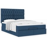 vidaXL Otomanski posteljni okvir z vzmetnico moder 140x200 cm blago | Shoptok.si