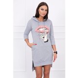 Kesi Dress with longer back and colorful print gray | shoptok.hr