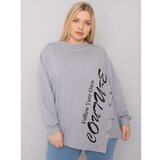 Fashion Hunters Gray melange plus size blouse with inscription Cene'.'