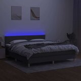 Box spring postelja z vzmetnico LED temno siva 180x200 cm blago, (20937381) | Shoptok.si