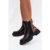 Boto Insulated women's ankle boots with gold detail leopard pattern black Calista | shoptok.hr