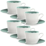 set skodelica za čaj s podstavkom Loop Petrol 270ml, 6 kos, zeleno-modra, porcelan