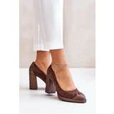 Laura Messi Suede Pumps On Heel Brown 2702