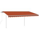 vidaXL Avtomatska tenda LED + senzor 4,5x3 m oranžna in rjava | Shoptok.si
